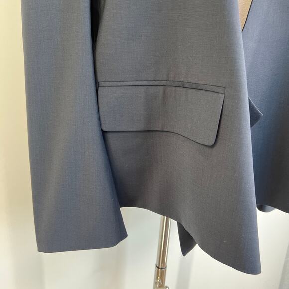 Low Classic Curved Neck Blazer Navy Blue - Picture 7 of 13